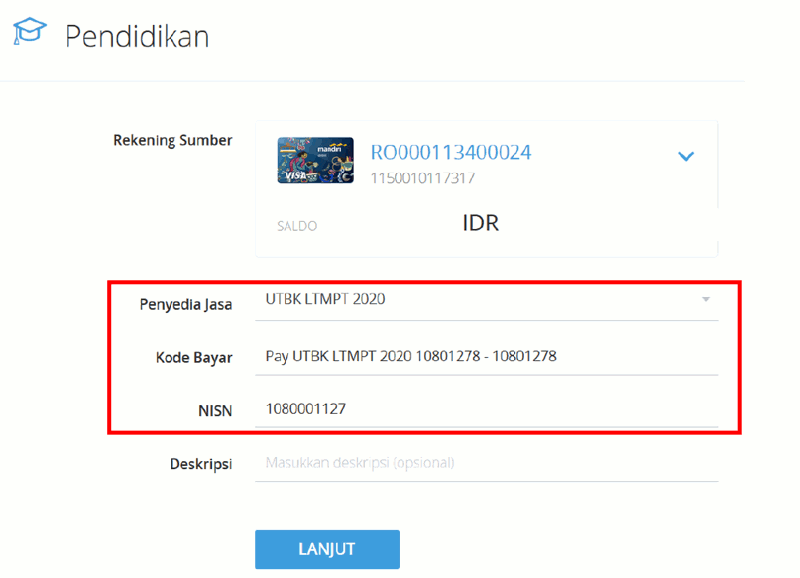Mengisi KODE BAYAR
